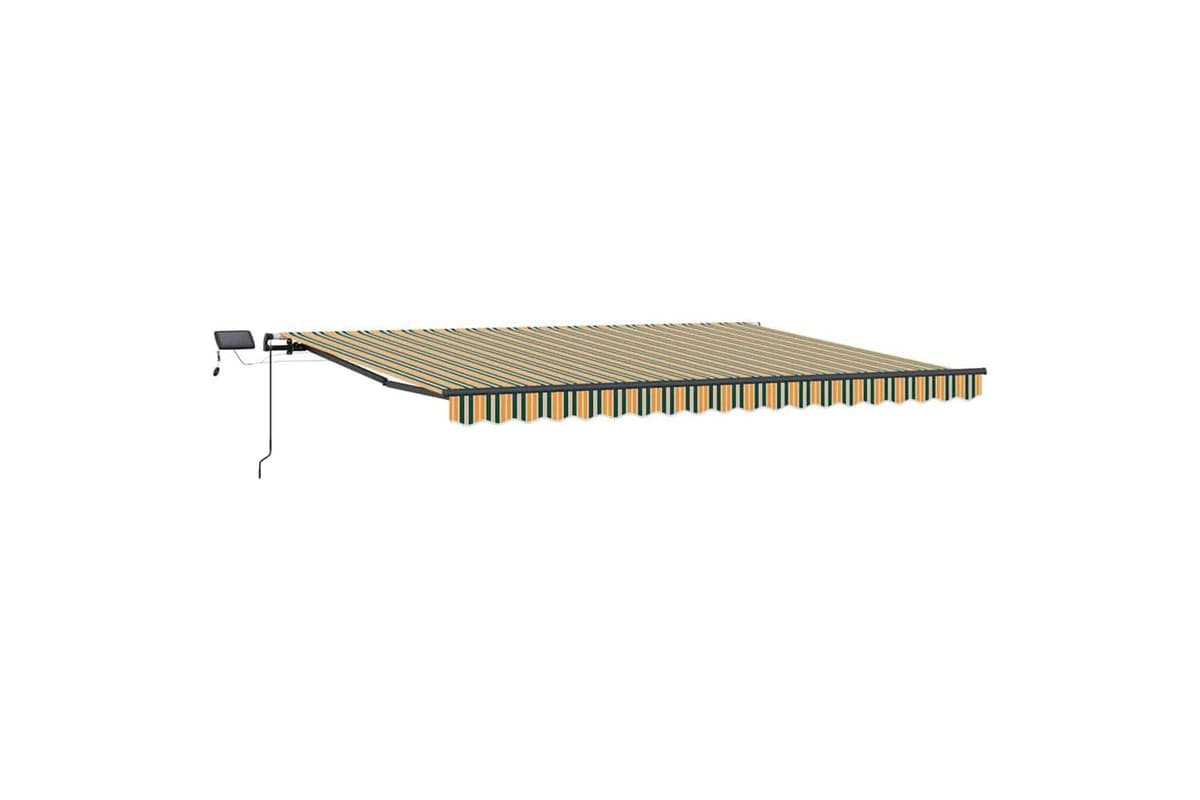 Vidaxl Retractable Awning Manual Green And Yellow 400 X 300 Cm Fabric