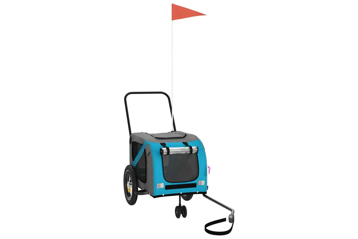 Vidaxl 93890 Pet Bike Trailer Blue And Black Oxford Fabric And Iron