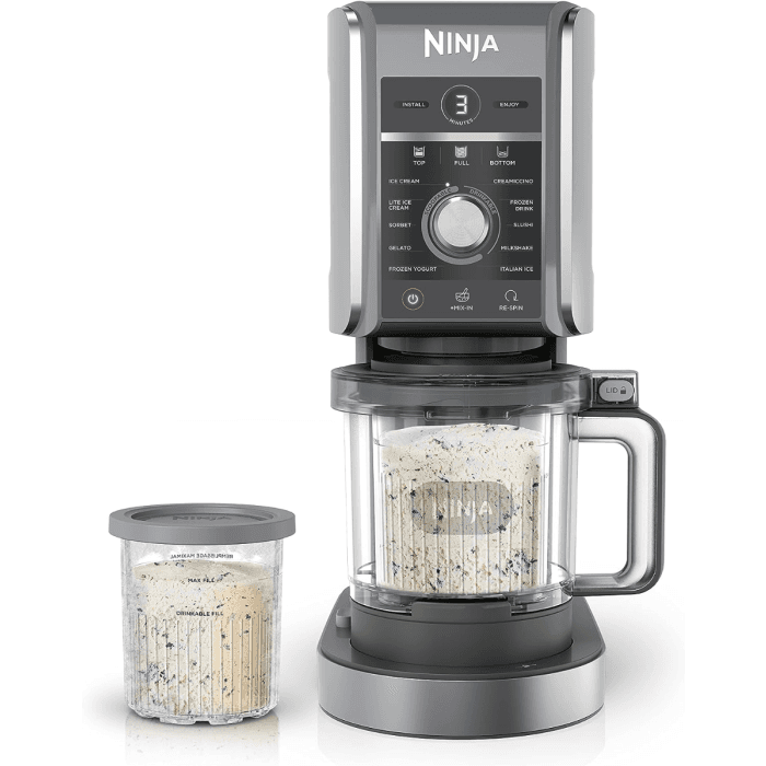 Ninja Creami Deluze NC501UK, 10-in-1 Ice Cream & Frozen Dessert Maker, Black & Silver