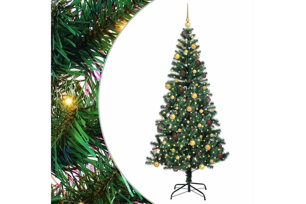 Vidaxl Artificial Pre-lit Christmas Tree Green 210 Cm Pvc And Metal
