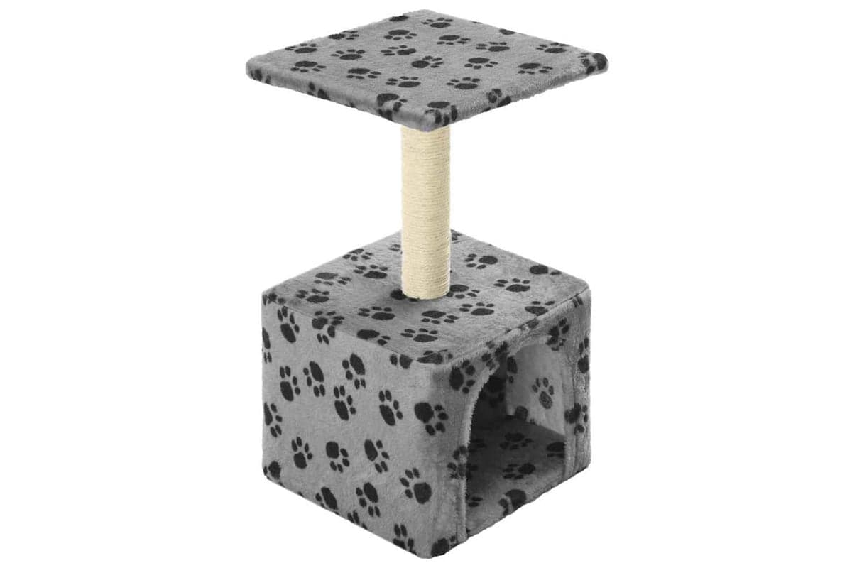 Cat Tree With Sisal Scratching Post 55 Cm Grey Paw Print