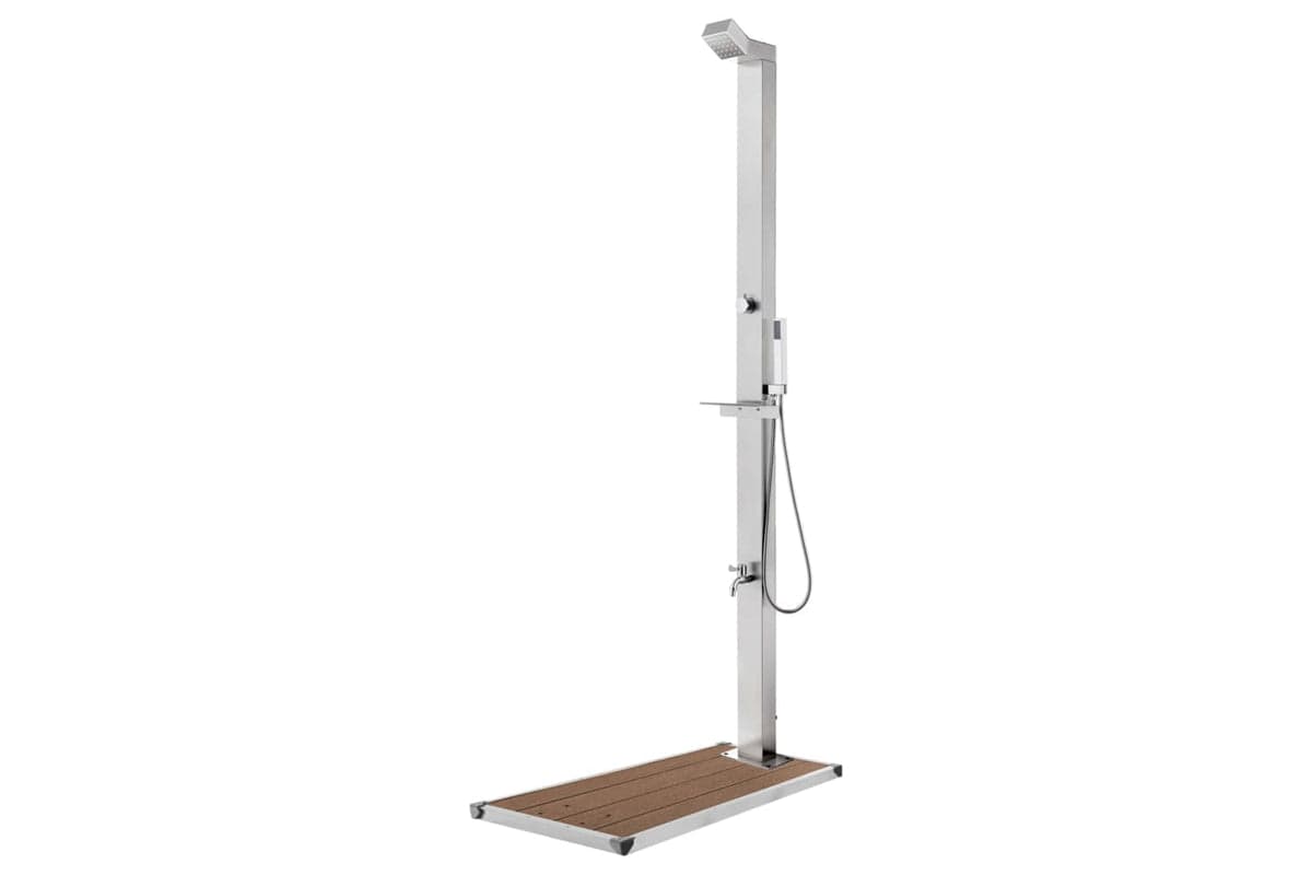 vidaXL 3070787 Garden Shower With Brown Base 225cm Stainless Steel