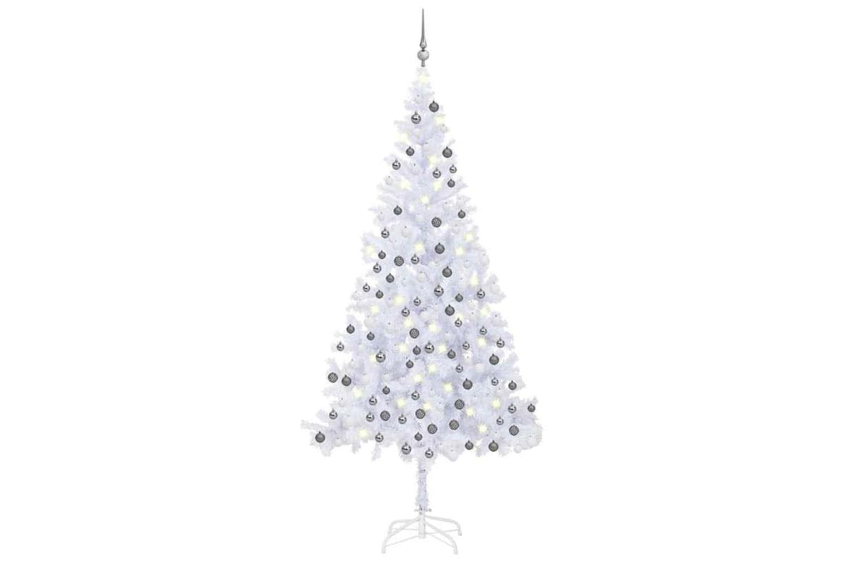Vidaxl Artificial Pre-lit Christmas Tree With Ball Set L 240 Cm White