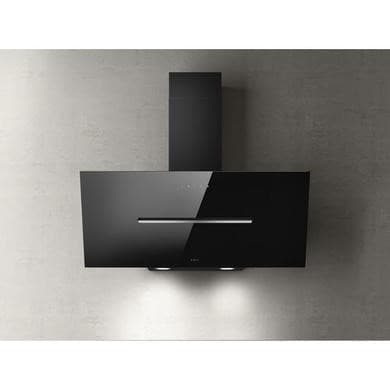 Refurbished Elica Shy SHY-BLK-90 90cm Angled Cooker Hood Black Glass