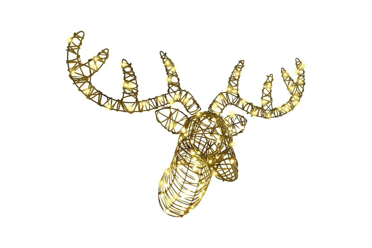 Vidaxl Reindeer Pull Sleigh With 140 Leds Warm White 60 Cm Rattan