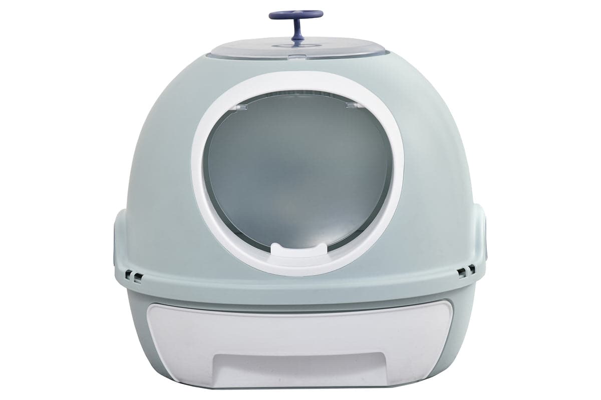 PawHut D31-012BU Cats Rooftop Plastic Litter Box | Blue
