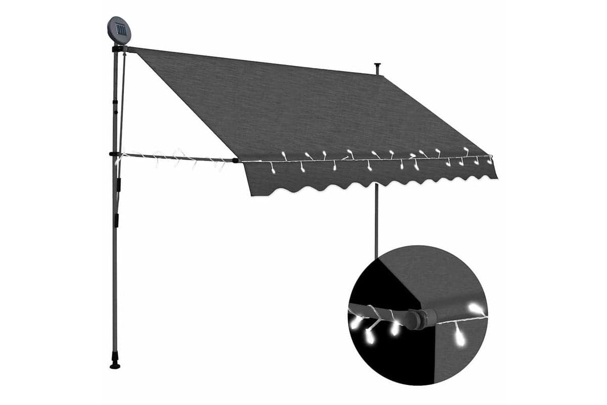 vidaXL 145866 Manual Retractable Awning With Led 300cm Anthracite