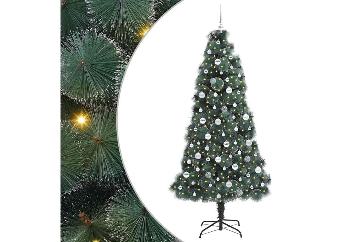 Vidaxl Artificial Pre-lit Christmas Tree With Ball Set Green 210 Cm