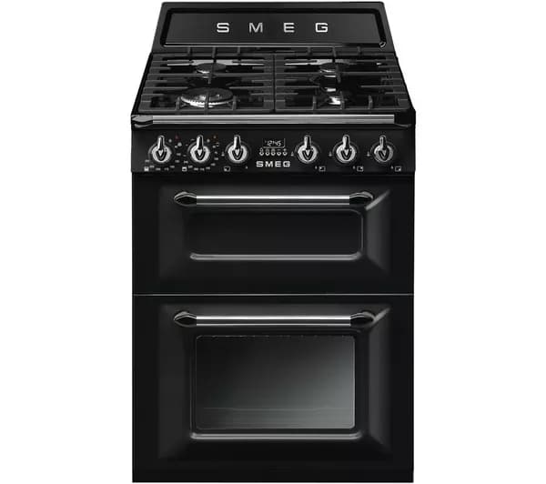 SMEG Victoria TR62BL 60 cm Wide Double Oven Dual Fuel Cooker - Black