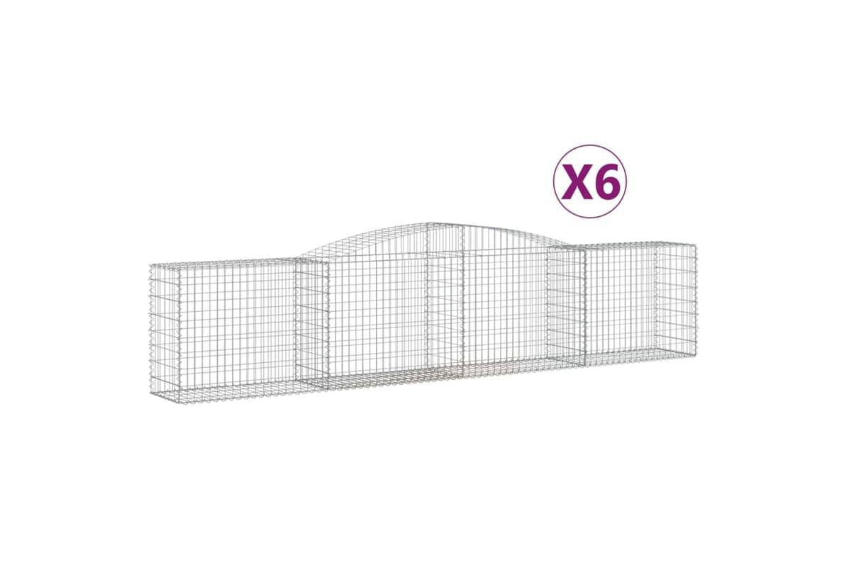 vidaXL 3146987 Arched Gabion Baskets 6 Pcs 400x50x80/100cm Galvanised Iron
