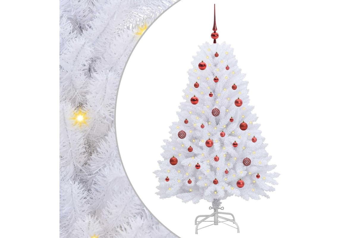 Vidaxl Artificial Hinged Christmas Tree White 150 Cm Pvc And Steel