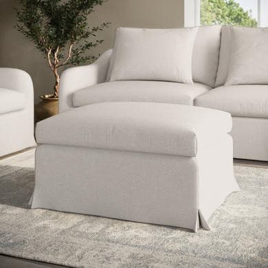 Cream Fabric Slipcover Footstool - Eliza