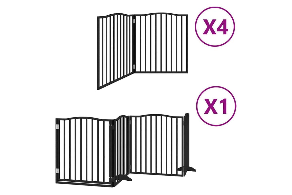 Vidaxl Dog Gate With Door Foldable 12 Panels Black 960 Cm Poplar Wood