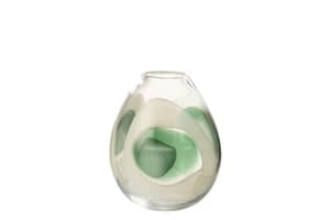 Livy Glass Vase | Green/White | Medium