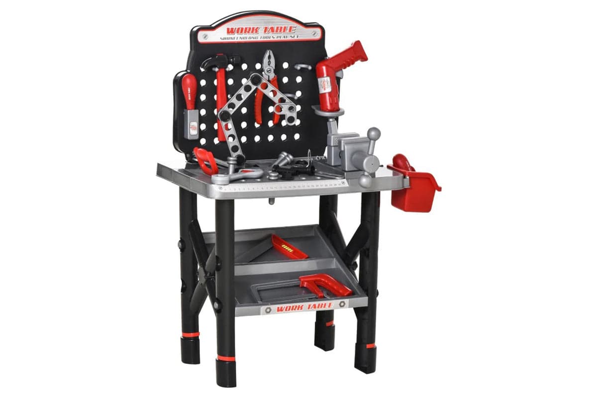 Homcom 350-112 Kids Work Bench Playset | Black/Grey