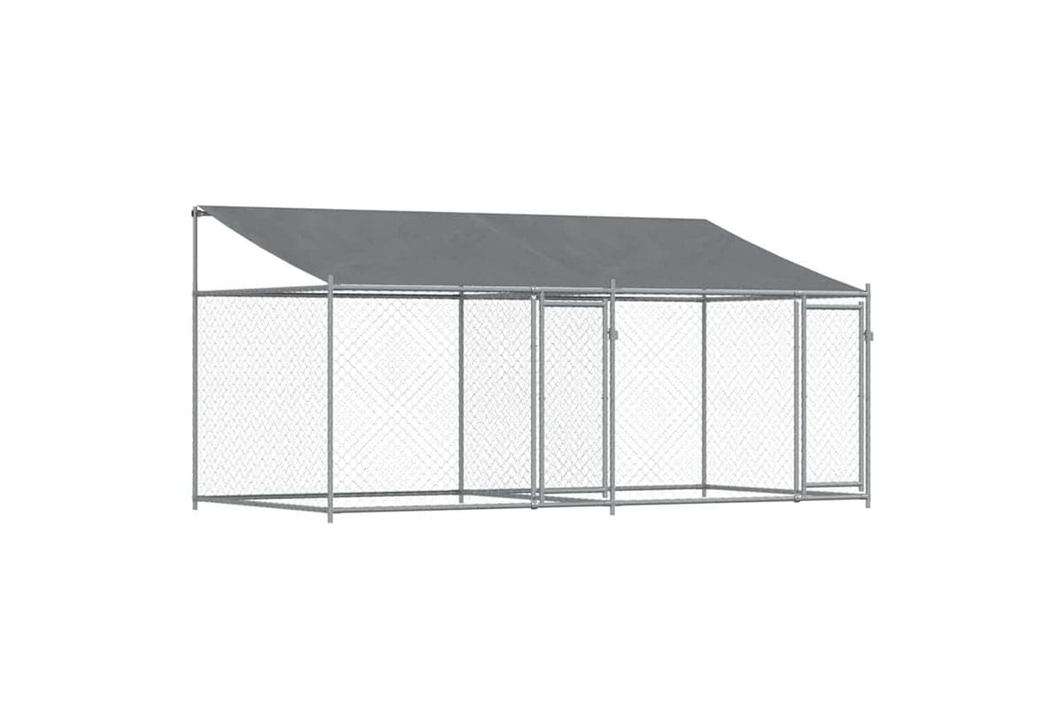 Vidaxl Dog Cage With Roof And Doors Grey 4x2x2 M Galvanised Steel