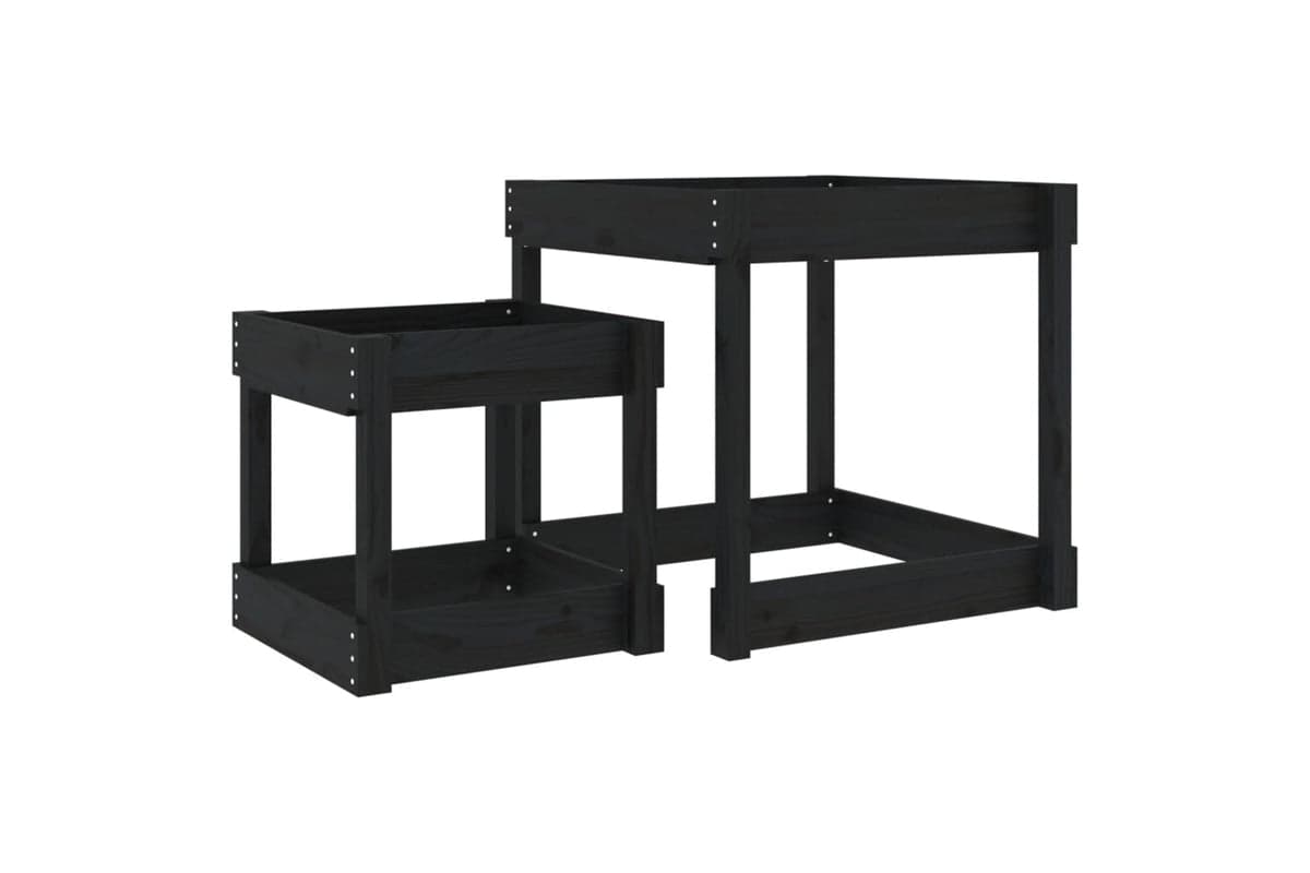 vidaXL 825055 Sand Tables 2 Pcs Black Solid Wood Pine