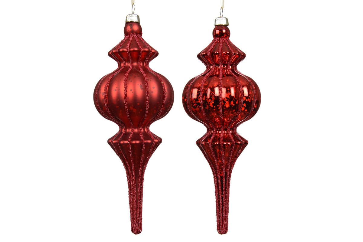 Glitter Ornament Assortment of 2 | Red | 17 cm