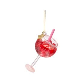 Pink Gin Tonic Glass Tree Decoration 12cm