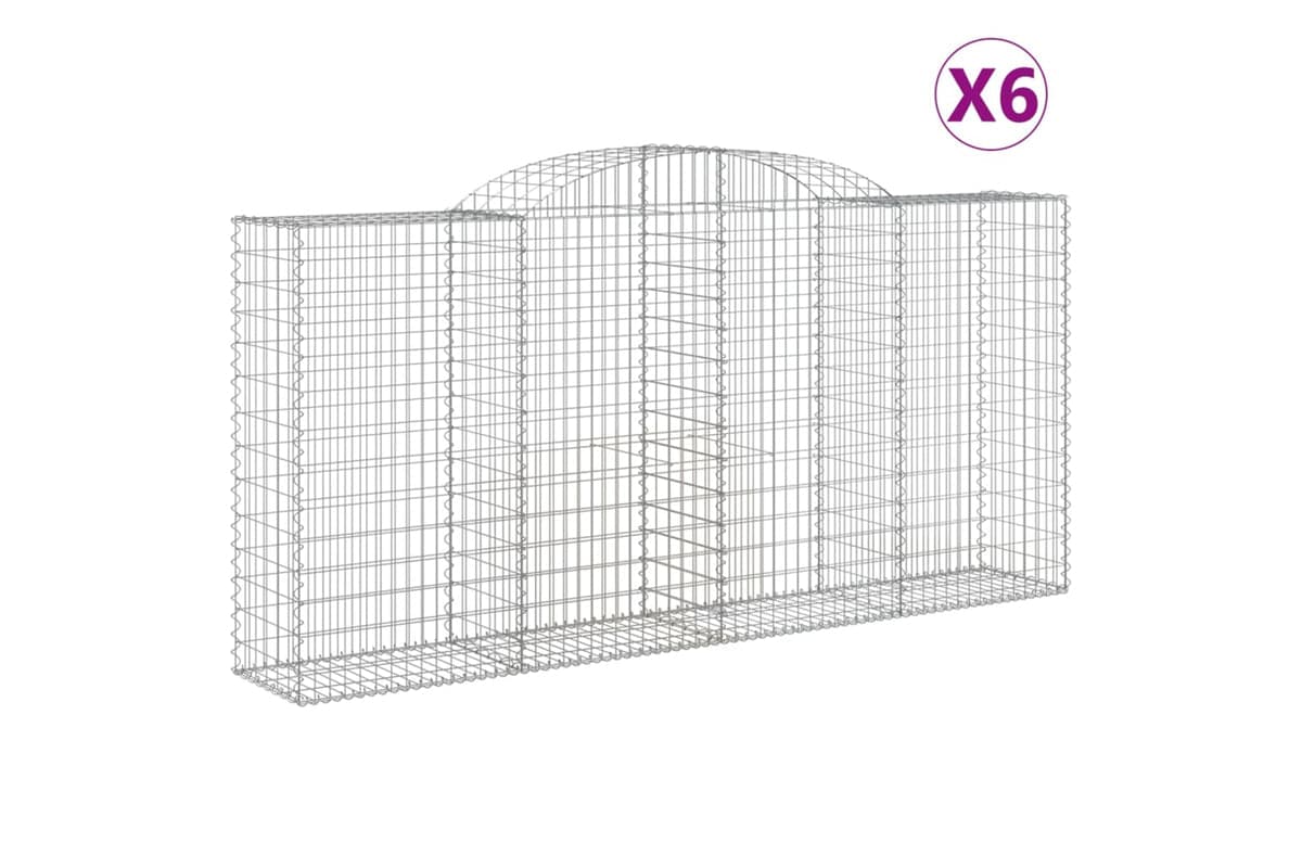 vidaXL 3146741 Arched Gabion Baskets 6 Pcs 300x50x140/160cm Galvanised Iron