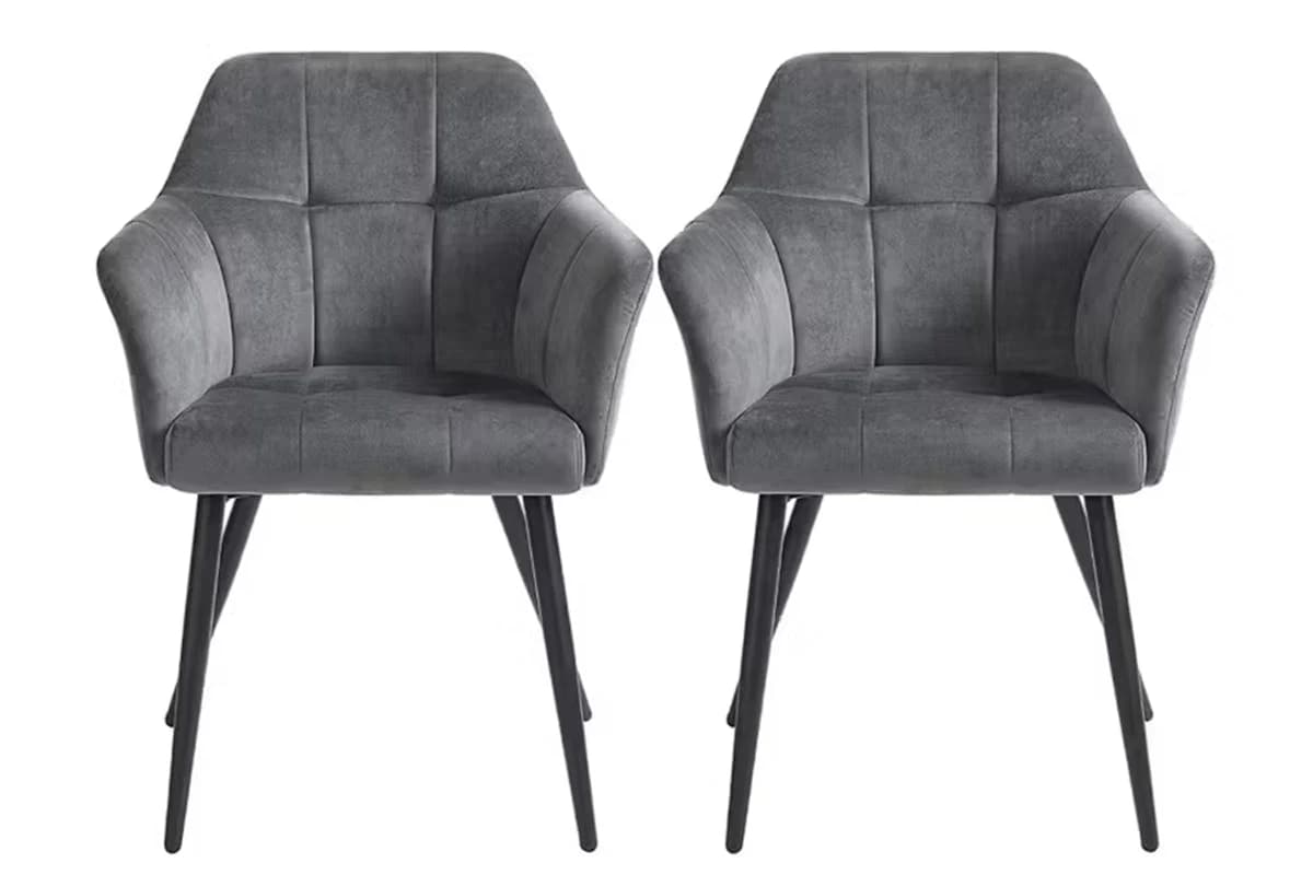 Songmics Carver Dining Chairs | High Back | Grey | Set of 2