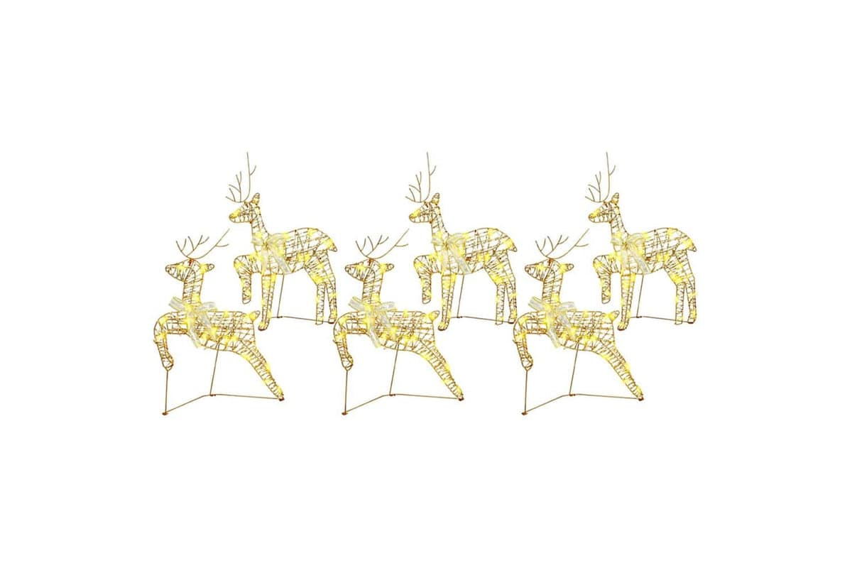 Vidaxl Led Reindeers With 180 Leds 6 Pcs Gold Pet