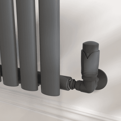 Elego Anthracite Gray Modern TRV Corner Thermostatic Radiator Valves With Lockshield