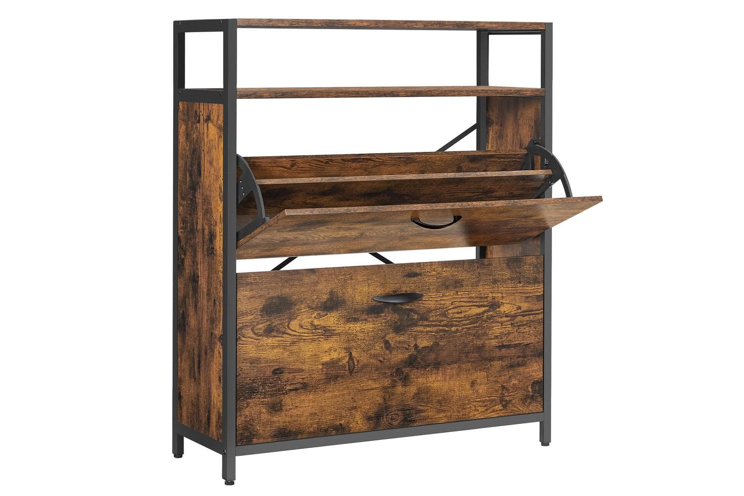 Vasagle Shoe Cabinet | Narrow Shoe Rack | Vintage Brown-black | 80 X 30 X 95 Cm