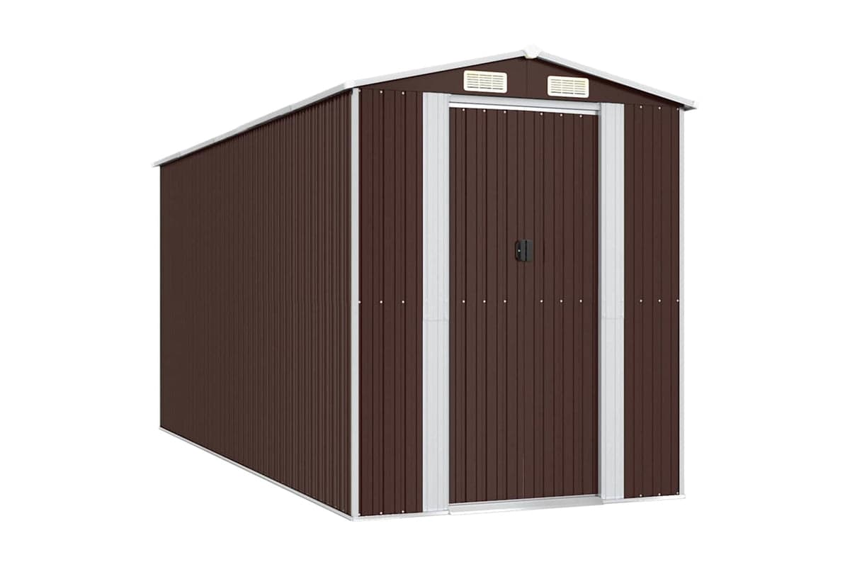 vidaXL 3147463 Garden Shed Dark Brown 192x440x223cm Galvanised Steel