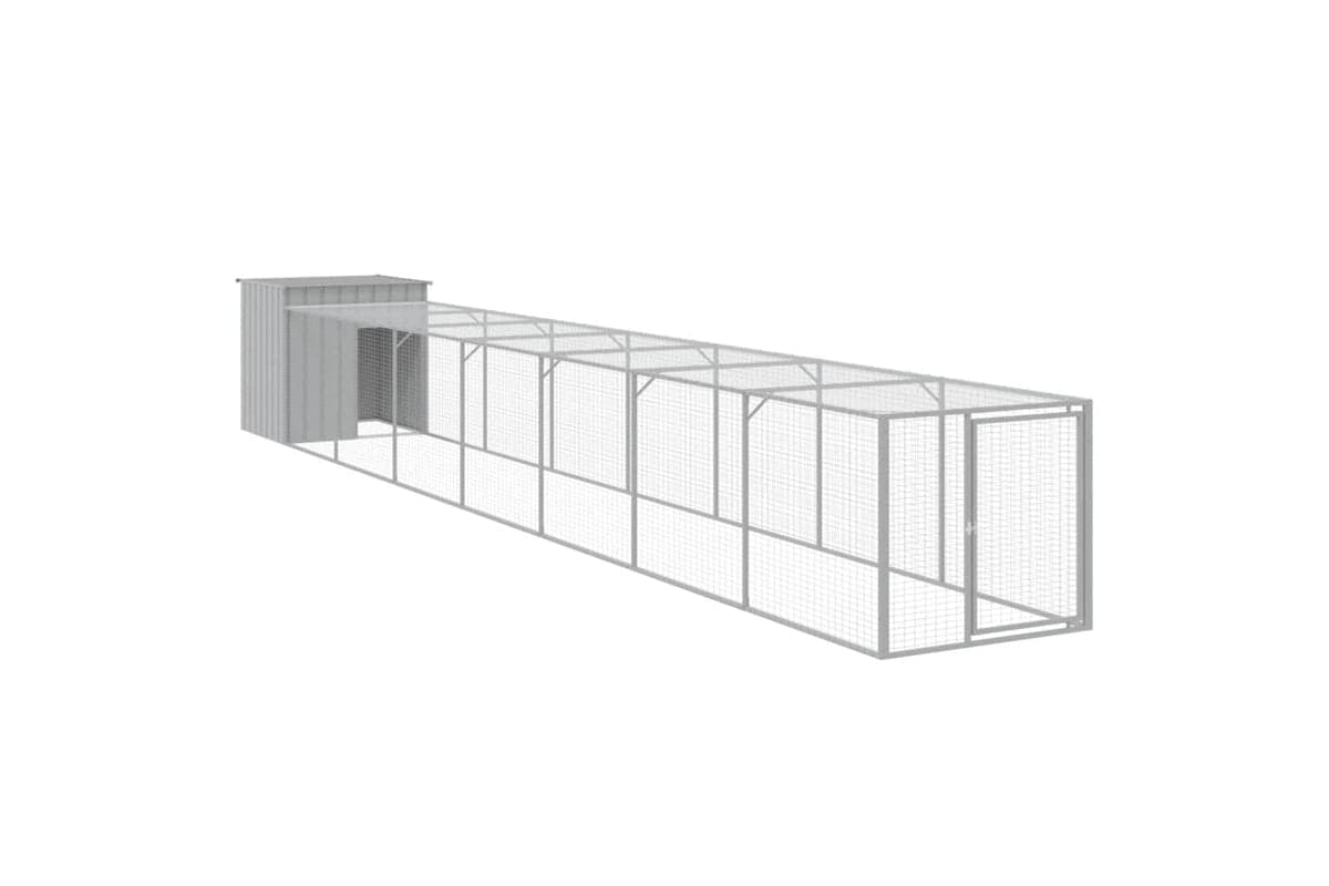 vidaXL 3189096 Chicken Cage With Run Light Grey 110x813x110cm Galvanised Steel