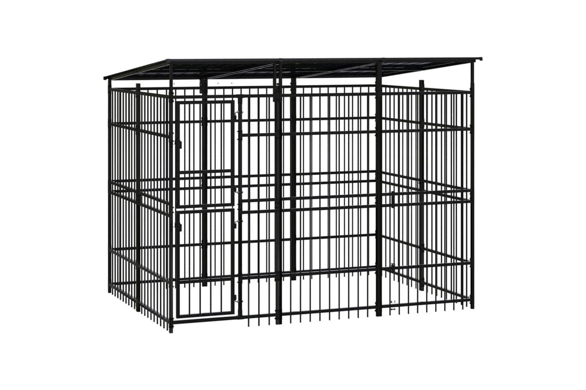 Vidaxl Outdoor Dog Kennel With Roof Steel 553 M