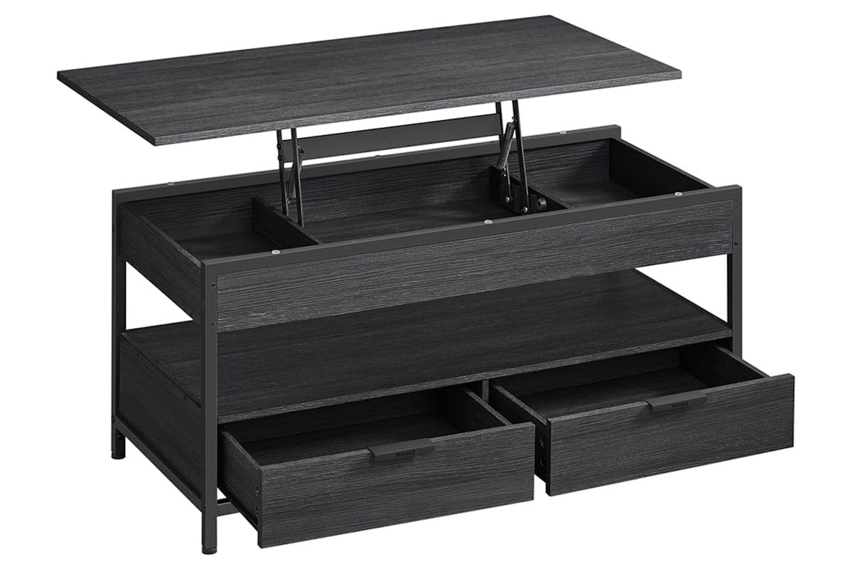 Vasagle Coffee Table with Storage Drawers | Charcoal Grey/Ink Black