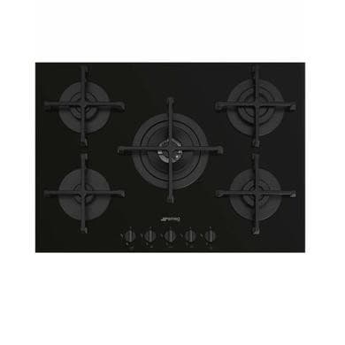 Smeg Cucina 72cm Gas on Glass 5 Burner Gas Hob - Black