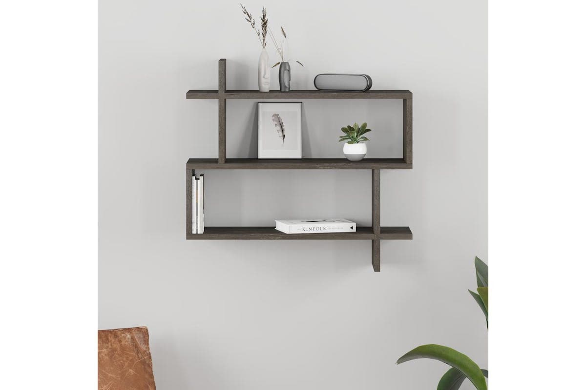 Decortie Paralel Wall Mounted Bookcase Display Unit | Engineered Wood | Medium 70cm