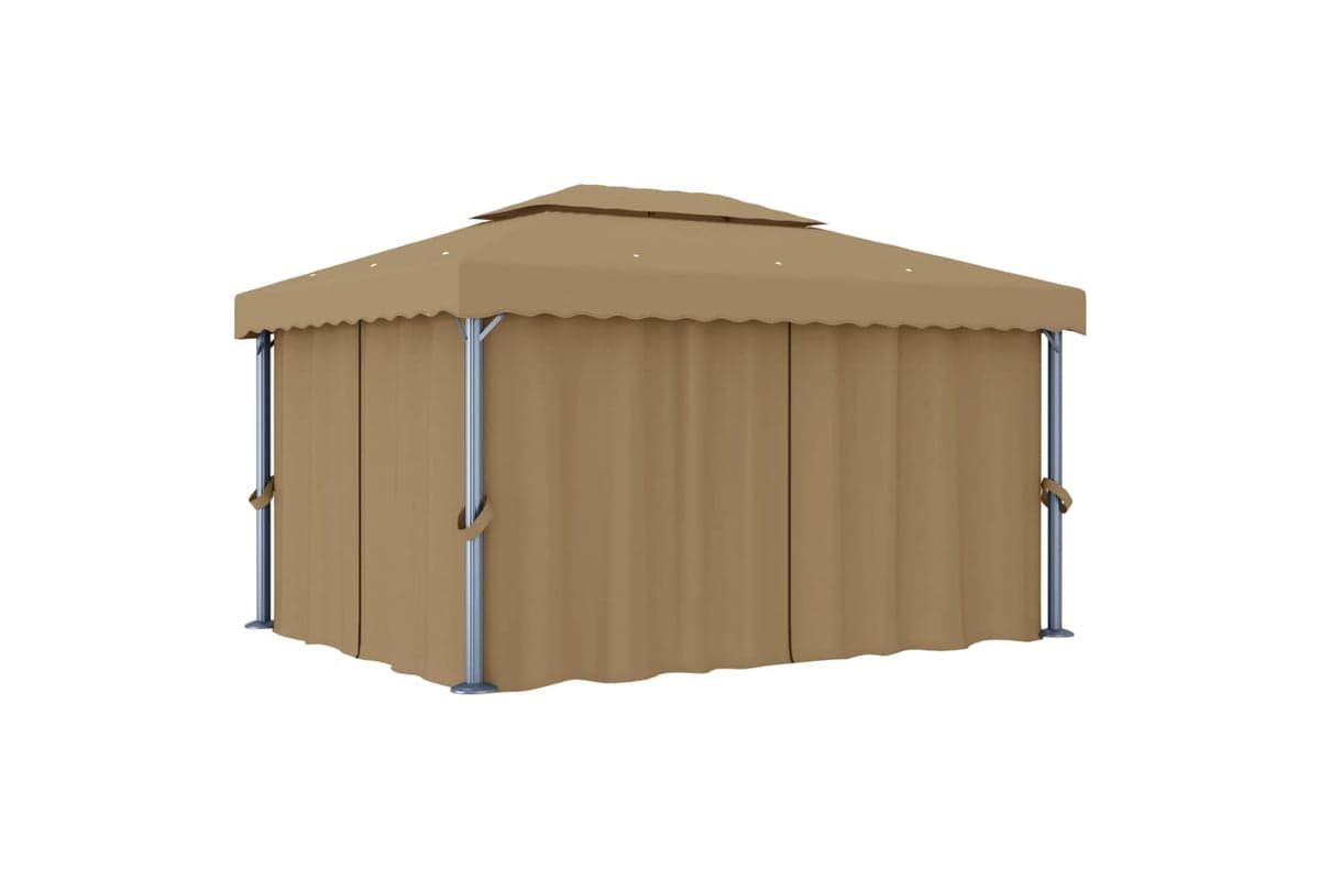 Vidaxl 3067050 Gazebo With Curtain 4x3 M Taupe Aluminium