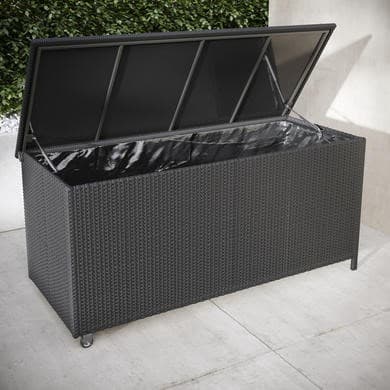 Medium Charcoal Rattan Garden Storage Box - 132.5 x 54.5cm