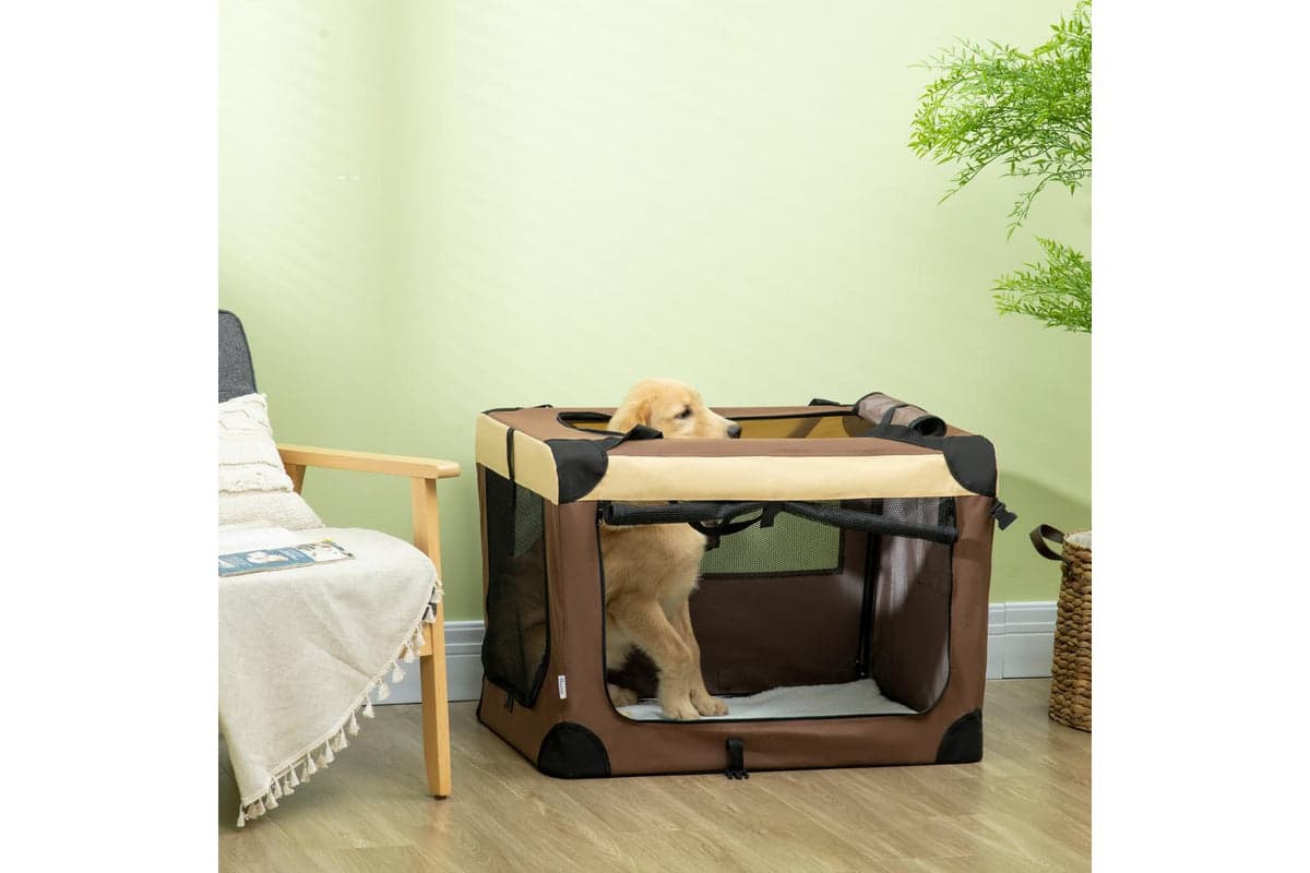 PawHut D00-153V03BN Medium Dog Travel Carrier | Brown | Large