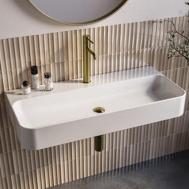 ALMOST PERFECT - White Rectangular Wall Hung Basin 1020mm - Logan