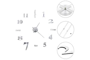 Vidaxl 50636 3D Wall Clock Modern Design 100 cm | Silver