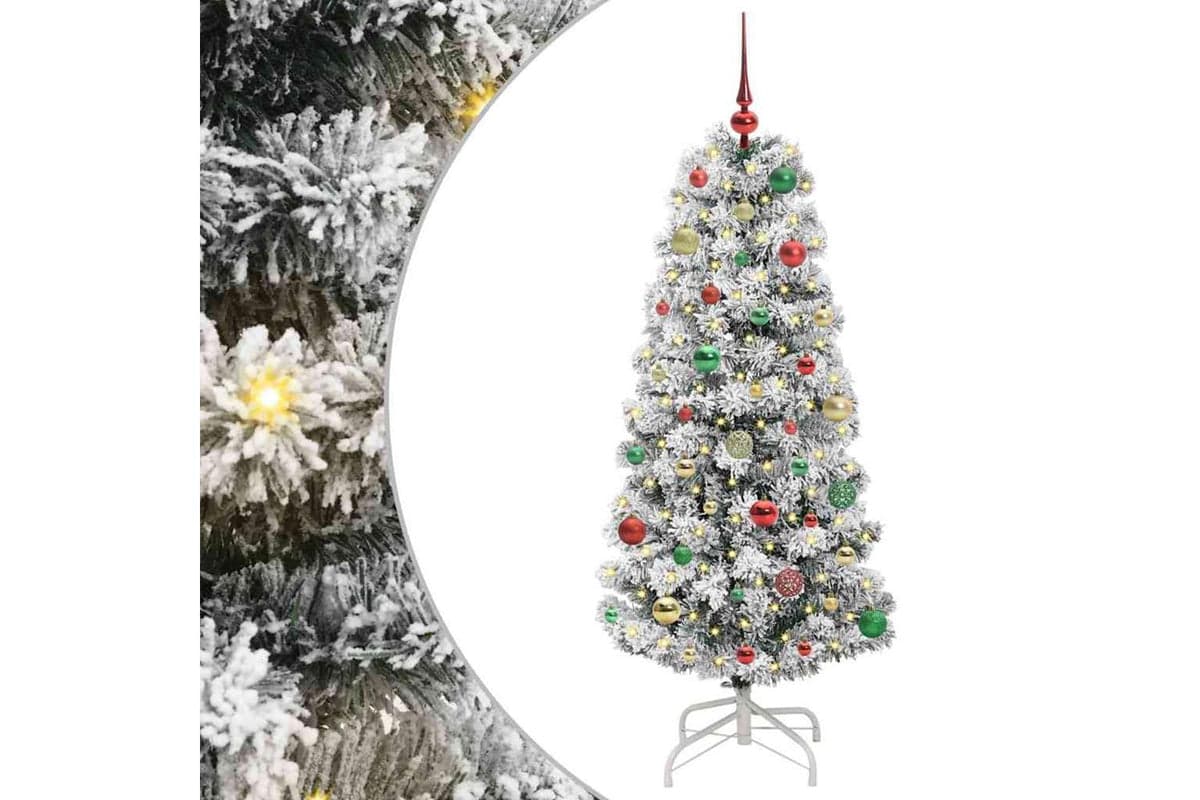 Vidaxl Artificial Hinged Christmas Tree Green And White 150 Cm
