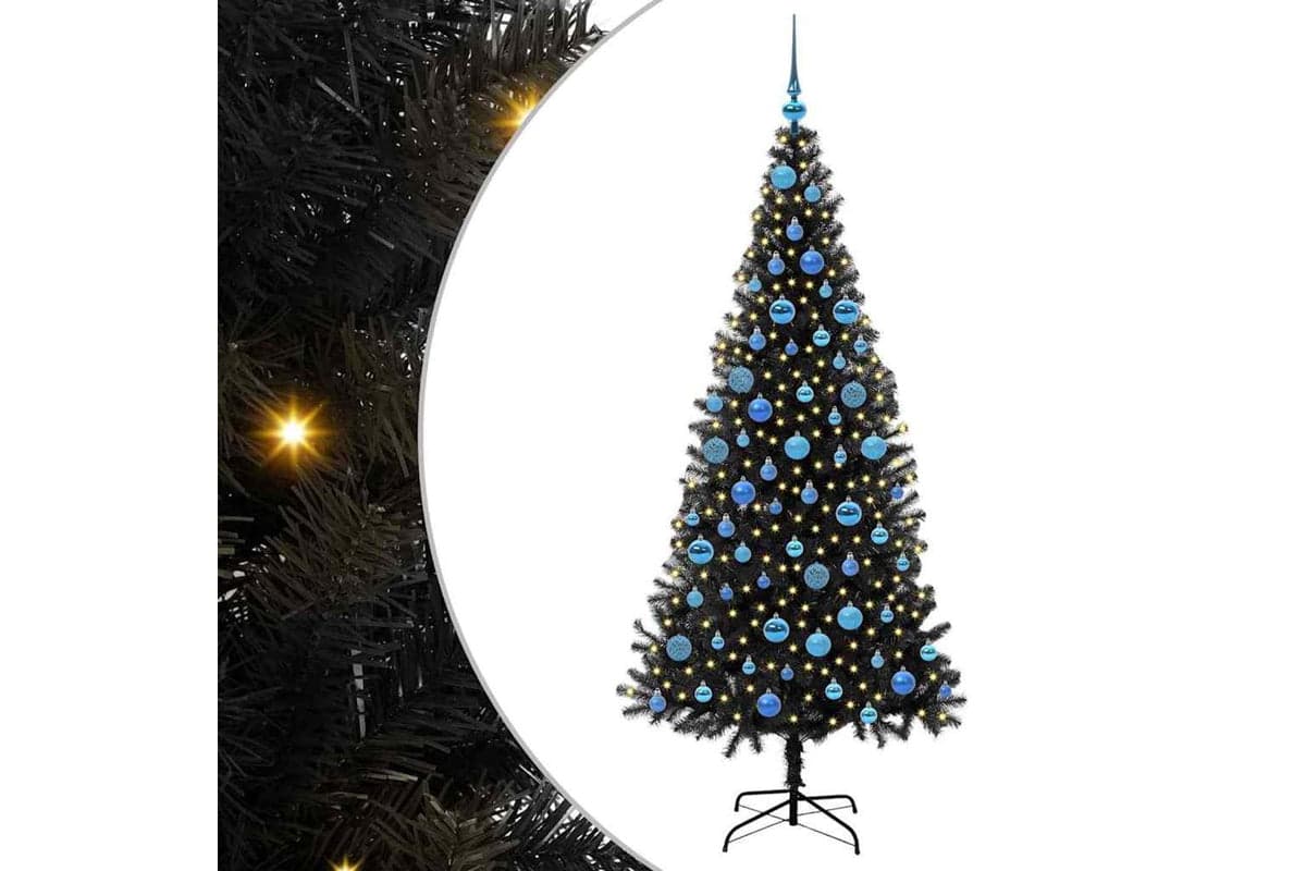 Vidaxl Christmas Tree With 300 Leds With Stand Black 180 Cm Pvc