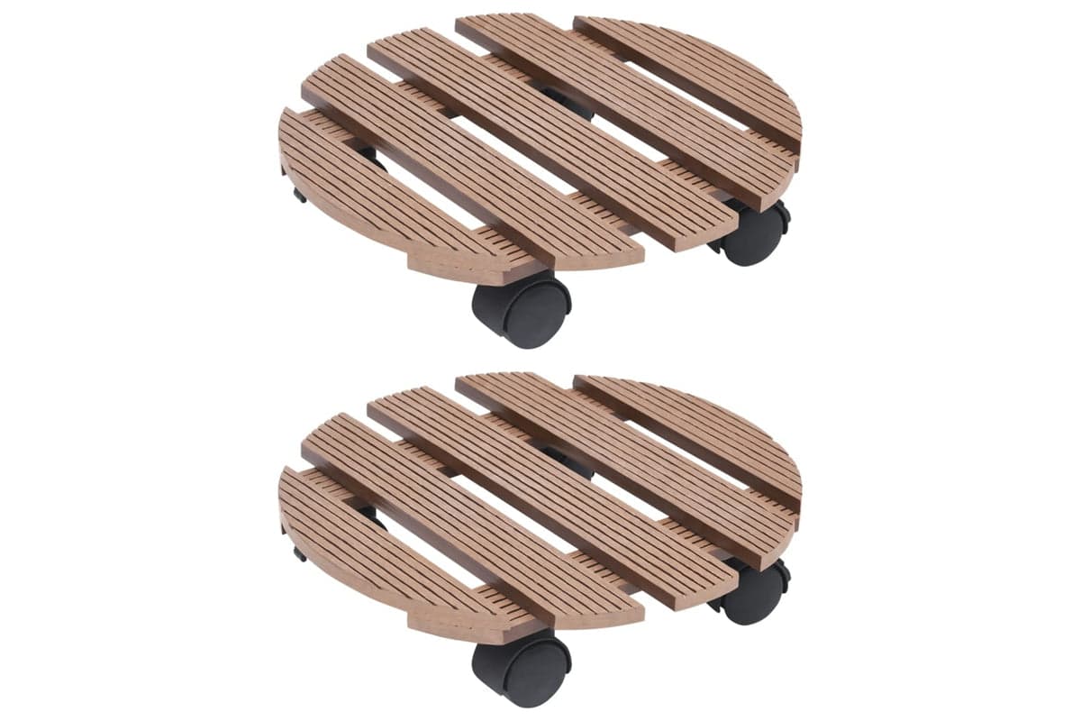 vidaXL 149033 Plant Trolleys 2 Pcs Brown Ø30x7.5cm Wpc