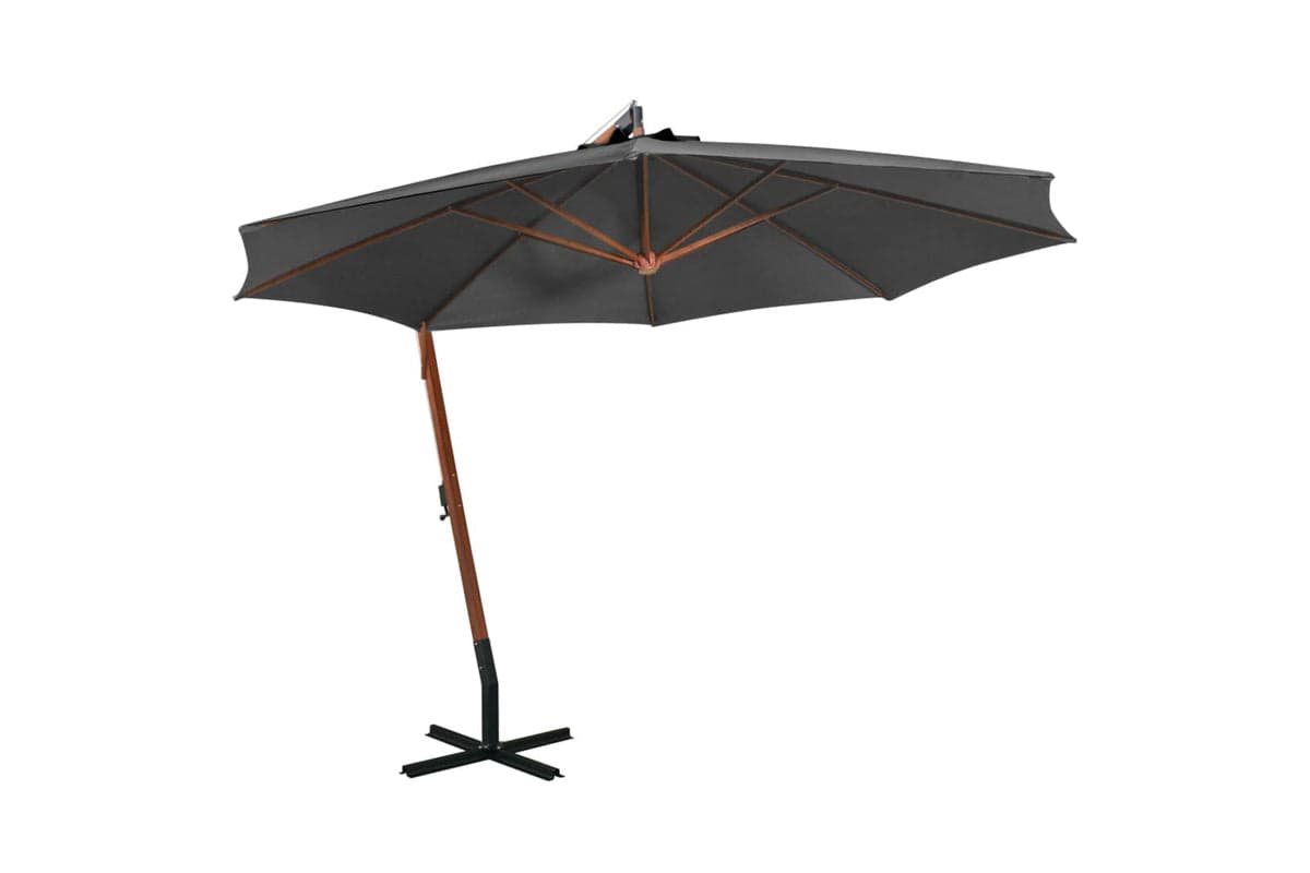 Vidaxl 313768 Hanging Parasol With Pole Anthracite 3.5x2.9 M Solid Fir Wood