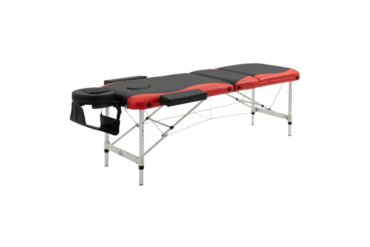 Homcom Professional Portable Massage Table with Headrest | Black/Red