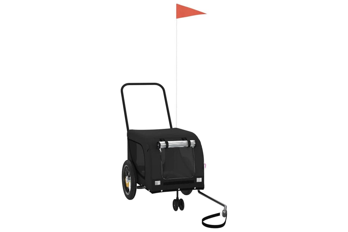 Vidaxl Pet Bike Trailer Black Oxford Fabric And Iron