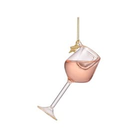 Classic Rosé Wine Glass Tree Decoration 10cm