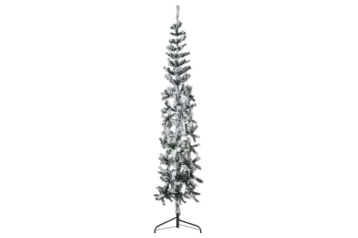 Vidaxl Slim Artificial Half Christmas Tree With Flocked Snow 240 Cm