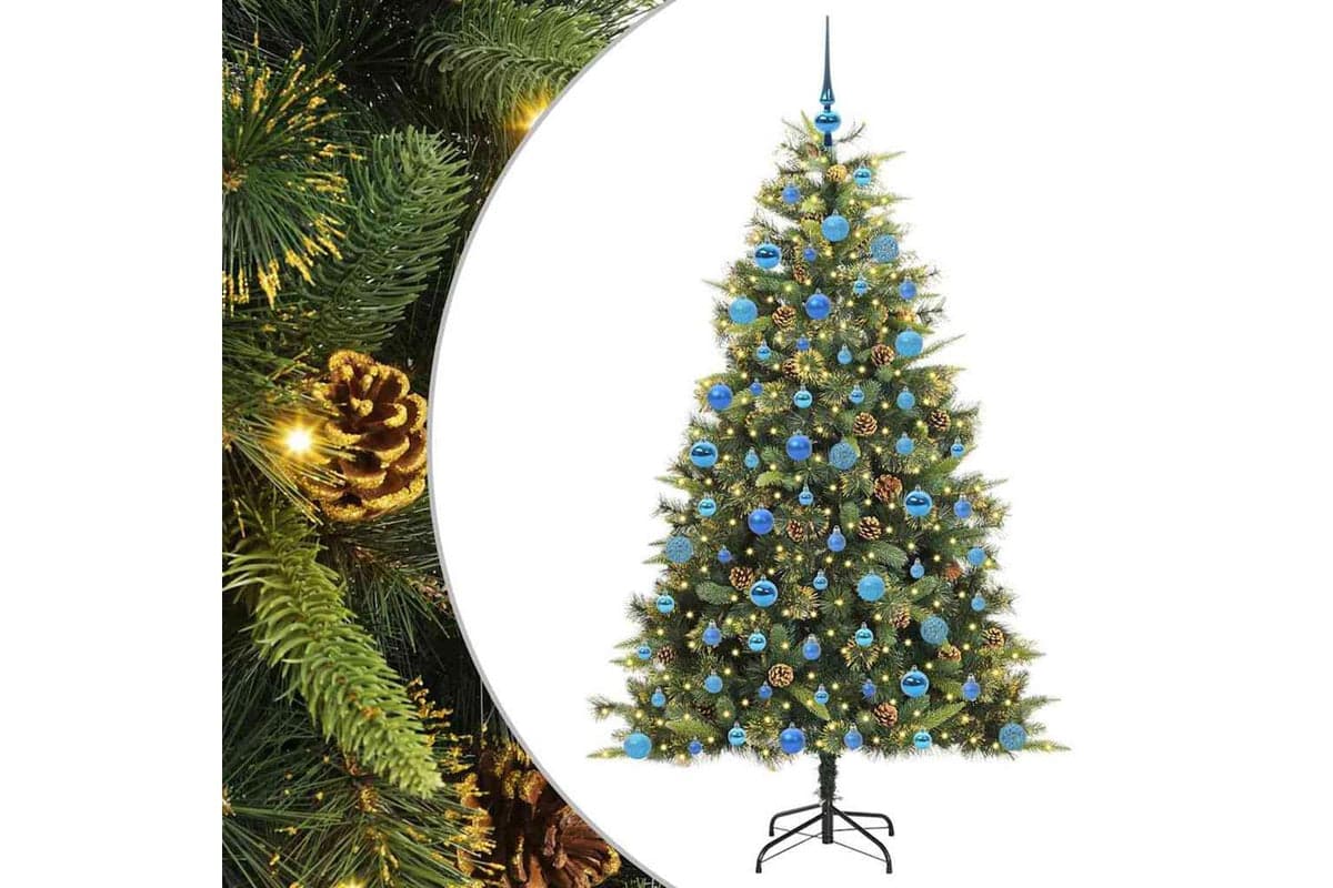 Vidaxl Artificial Hinged Christmas Tree With Cones Green 180 Cm