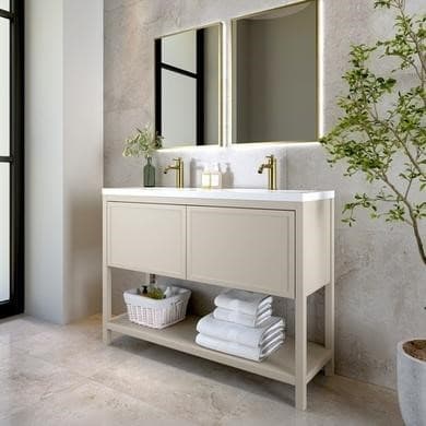 1200mm Beige Freestanding Double Vanity Unit with Basin - Perla