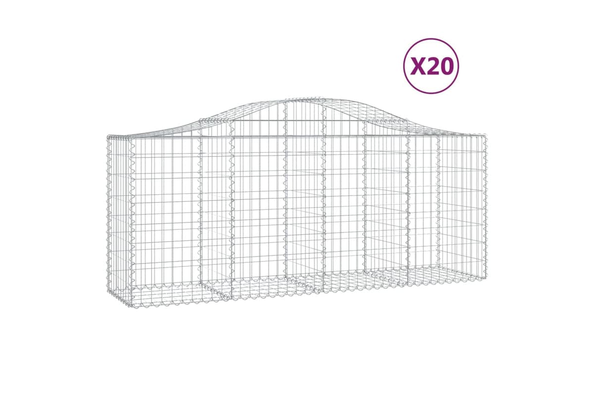 vidaXL 3145634 Arched Gabion Baskets 20 Pcs 200x50x80/100cm Galvanised Iron